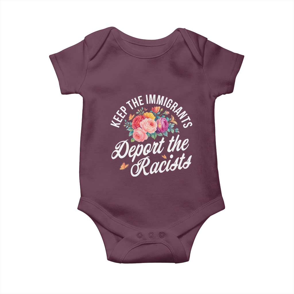 Funny Keep The Immigrants Deport The Racists Baby Onesie Floral Butterfly - Wonder Print Shop