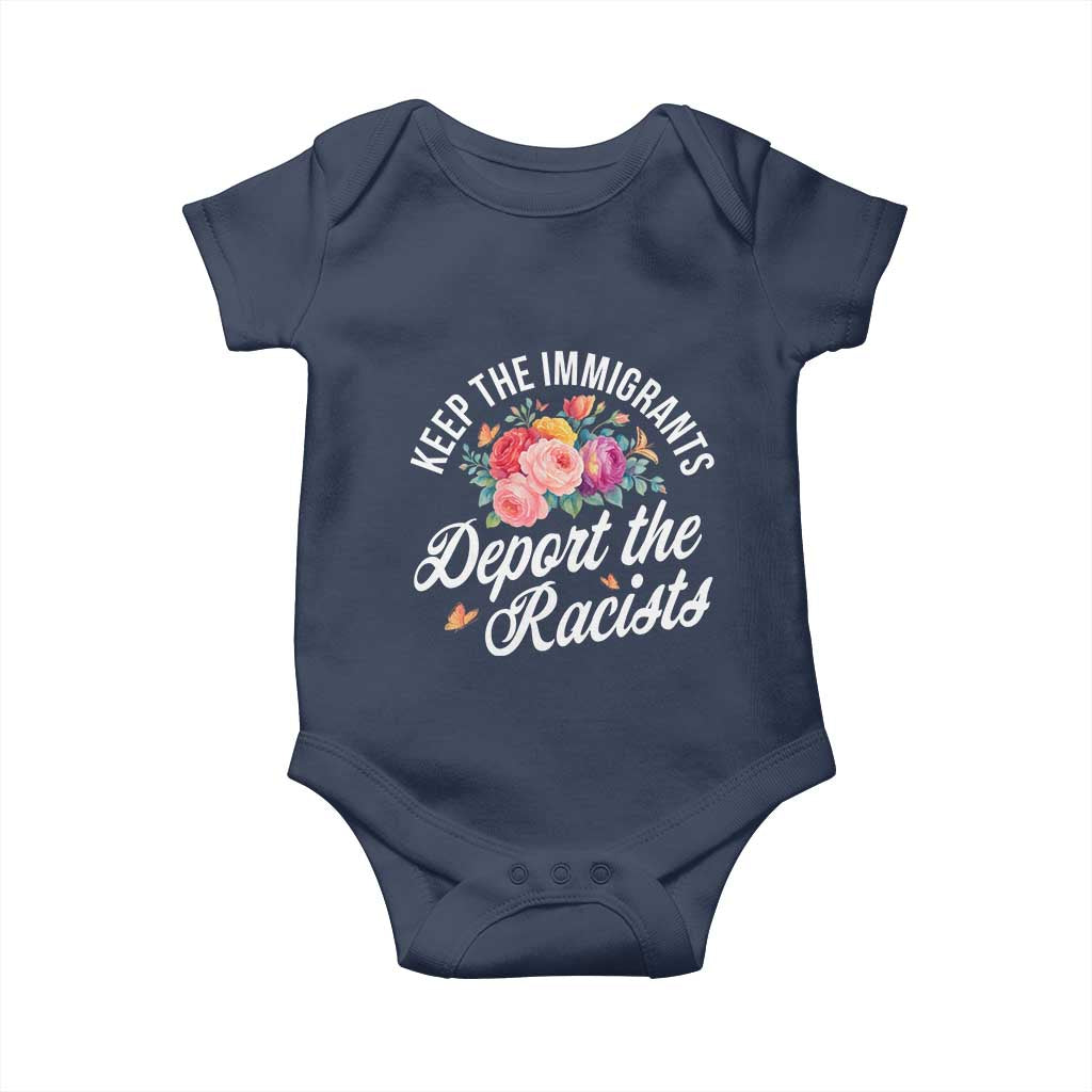 Funny Keep The Immigrants Deport The Racists Baby Onesie Floral Butterfly - Wonder Print Shop