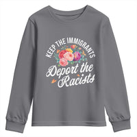 Funny Keep The Immigrants Deport The Racists Youth Sweatshirt Floral Butterfly - Wonder Print Shop