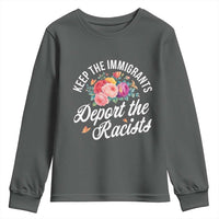 Funny Keep The Immigrants Deport The Racists Youth Sweatshirt Floral Butterfly - Wonder Print Shop