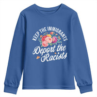 Funny Keep The Immigrants Deport The Racists Youth Sweatshirt Floral Butterfly - Wonder Print Shop
