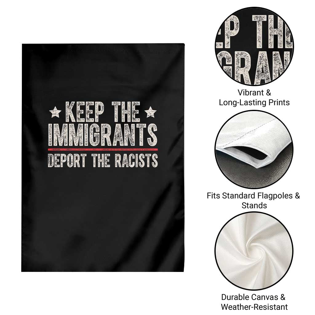 Keep The Immigrants Deport The Racists Garden Flag Vintage Star - Wonder Print Shop