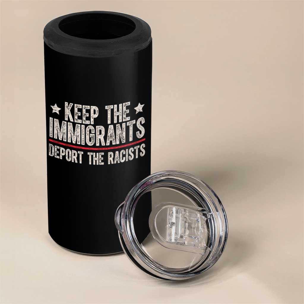 Keep The Immigrants Deport The Racists 4 in 1 Can Cooler Tumbler Vintage Star - Wonder Print Shop