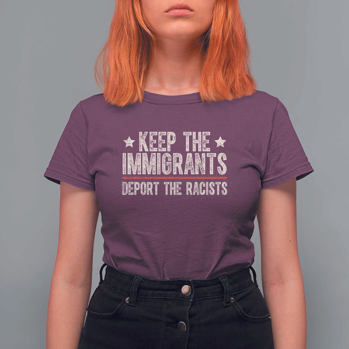 Keep The Immigrants Deport The Racists T Shirt For Women Vintage Star - Wonder Print Shop