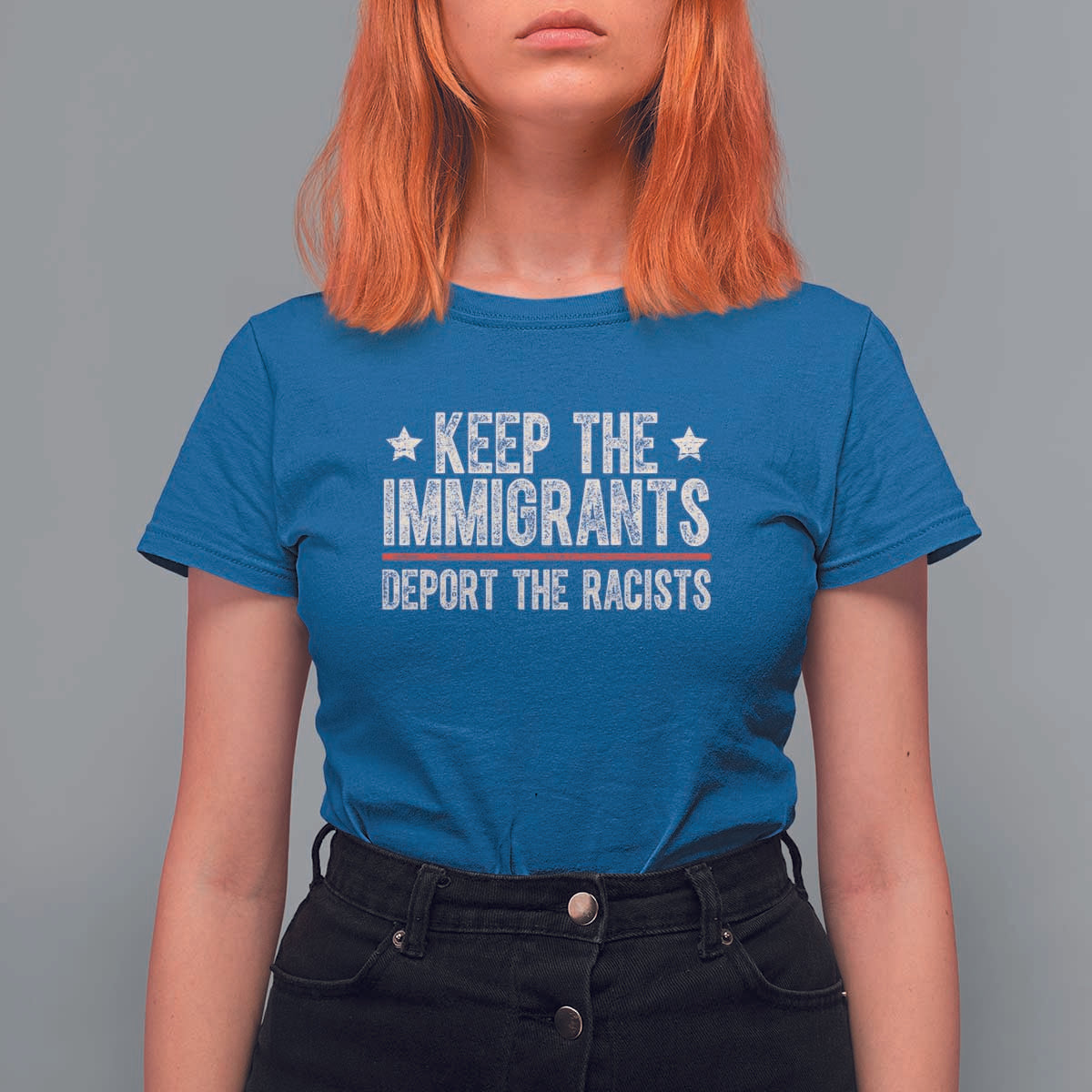 Keep The Immigrants Deport The Racists T Shirt For Women Vintage Star - Wonder Print Shop
