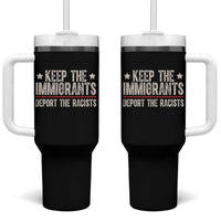 Keep The Immigrants Deport The Racists Tumbler With Handle Vintage Star - Wonder Print Shop