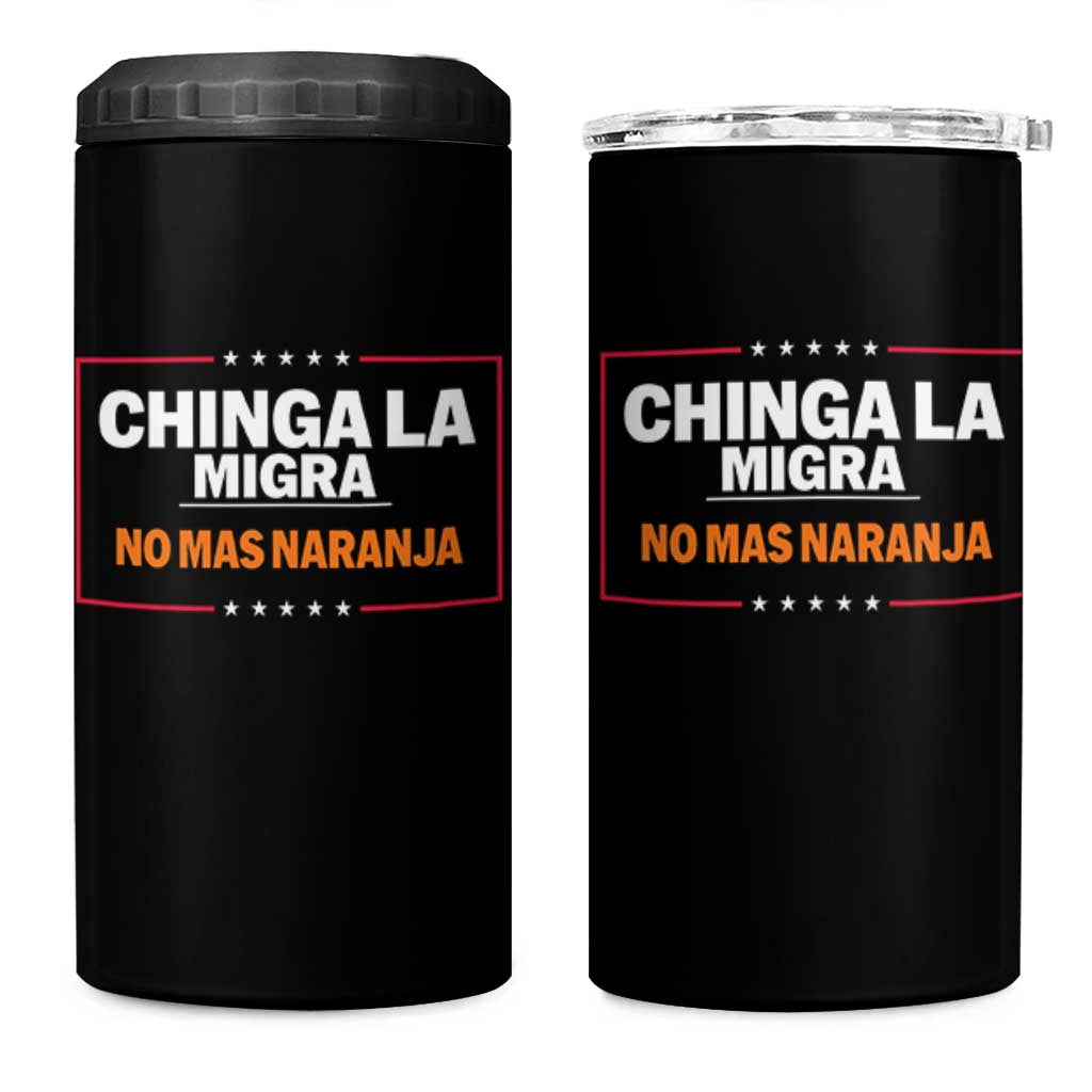 Funny Chinga La Migra No Mas Naranja 4 in 1 Can Cooler Tumbler Star Stripes - Wonder Print Shop