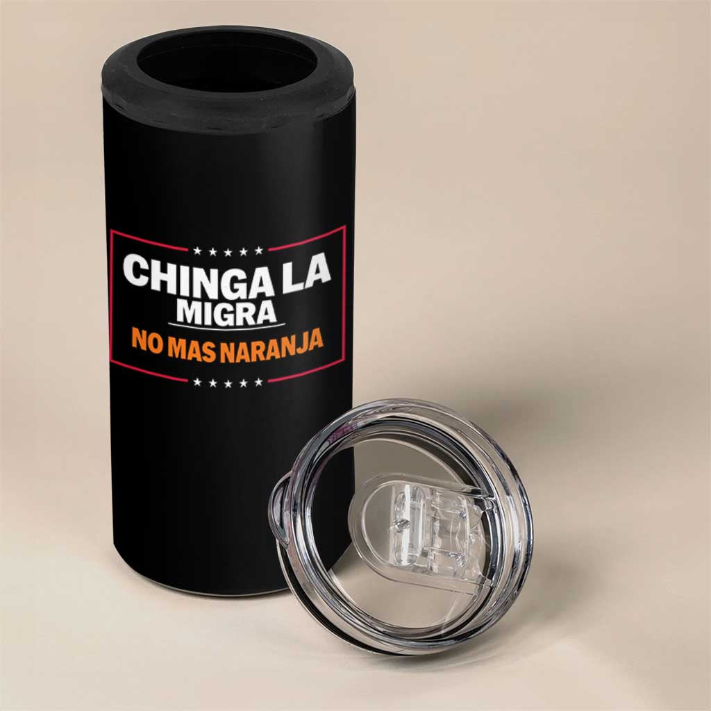 Funny Chinga La Migra No Mas Naranja 4 in 1 Can Cooler Tumbler Star Stripes - Wonder Print Shop