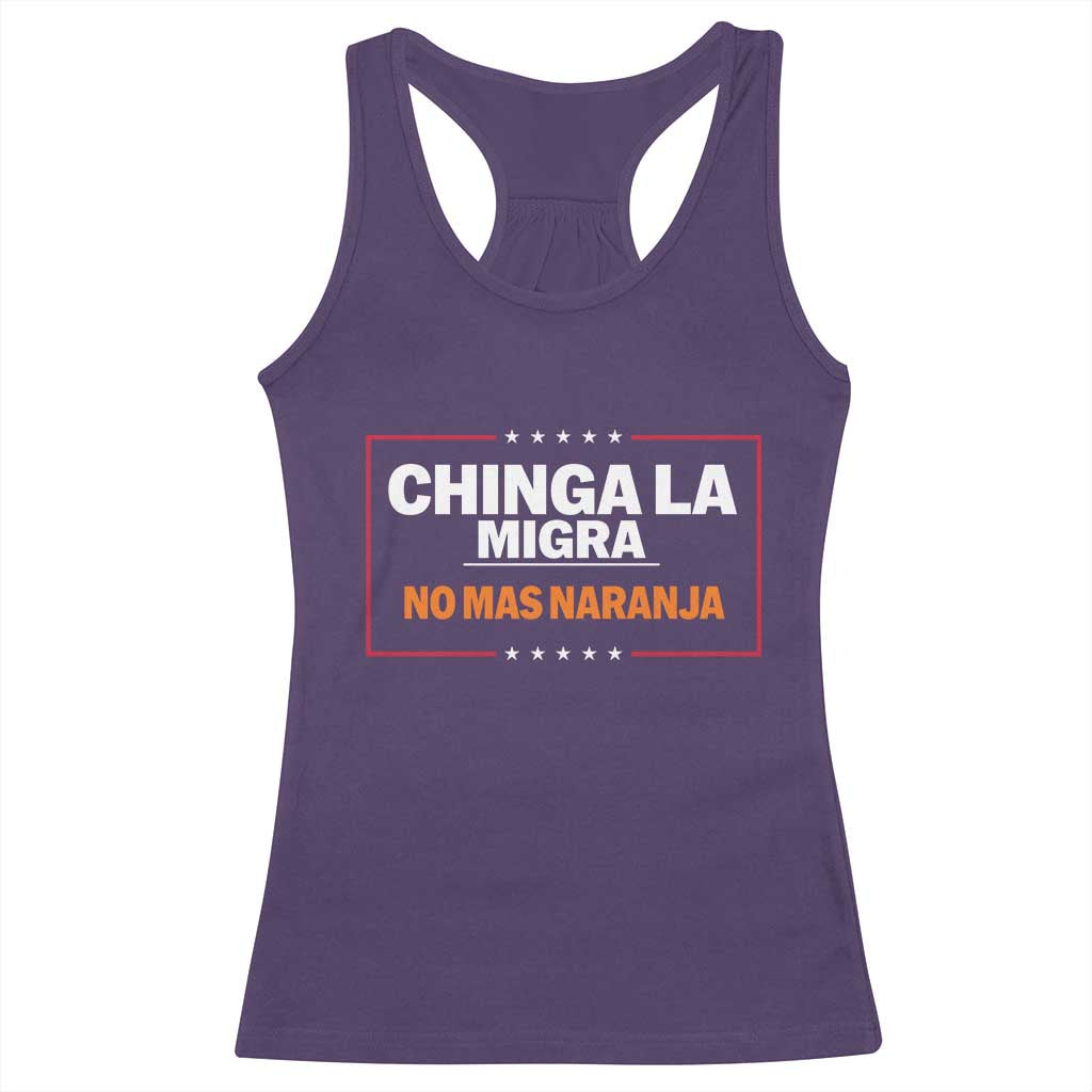 Funny Chinga La Migra No Mas Naranja Racerback Tank Top Star Stripes - Wonder Print Shop