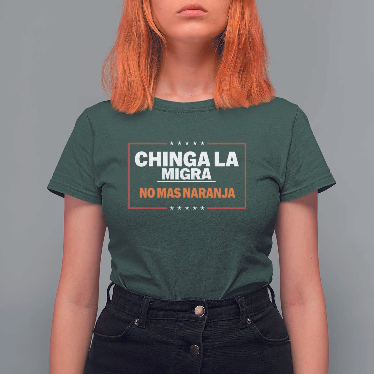 Funny Chinga La Migra No Mas Naranja T Shirt For Women Star Stripes - Wonder Print Shop