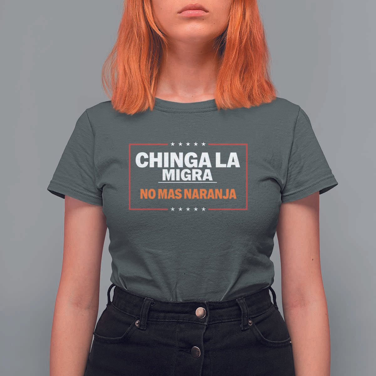Funny Chinga La Migra No Mas Naranja T Shirt For Women Star Stripes - Wonder Print Shop