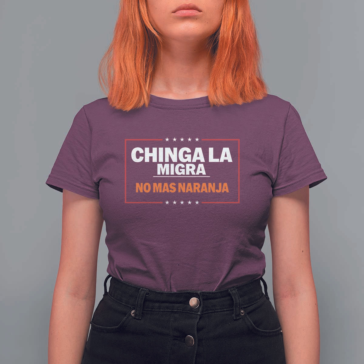 Funny Chinga La Migra No Mas Naranja T Shirt For Women Star Stripes - Wonder Print Shop