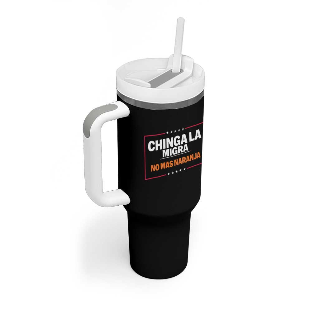 Funny Chinga La Migra No Mas Naranja Tumbler With Handle Star Stripes - Wonder Print Shop