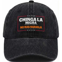 Funny Chinga La Migra No Mas Naranja Washed Cotton Baseball Cap Star Stripes