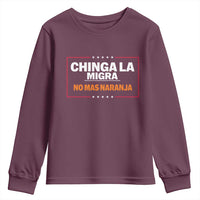 Funny Chinga La Migra No Mas Naranja Youth Sweatshirt Star Stripes - Wonder Print Shop