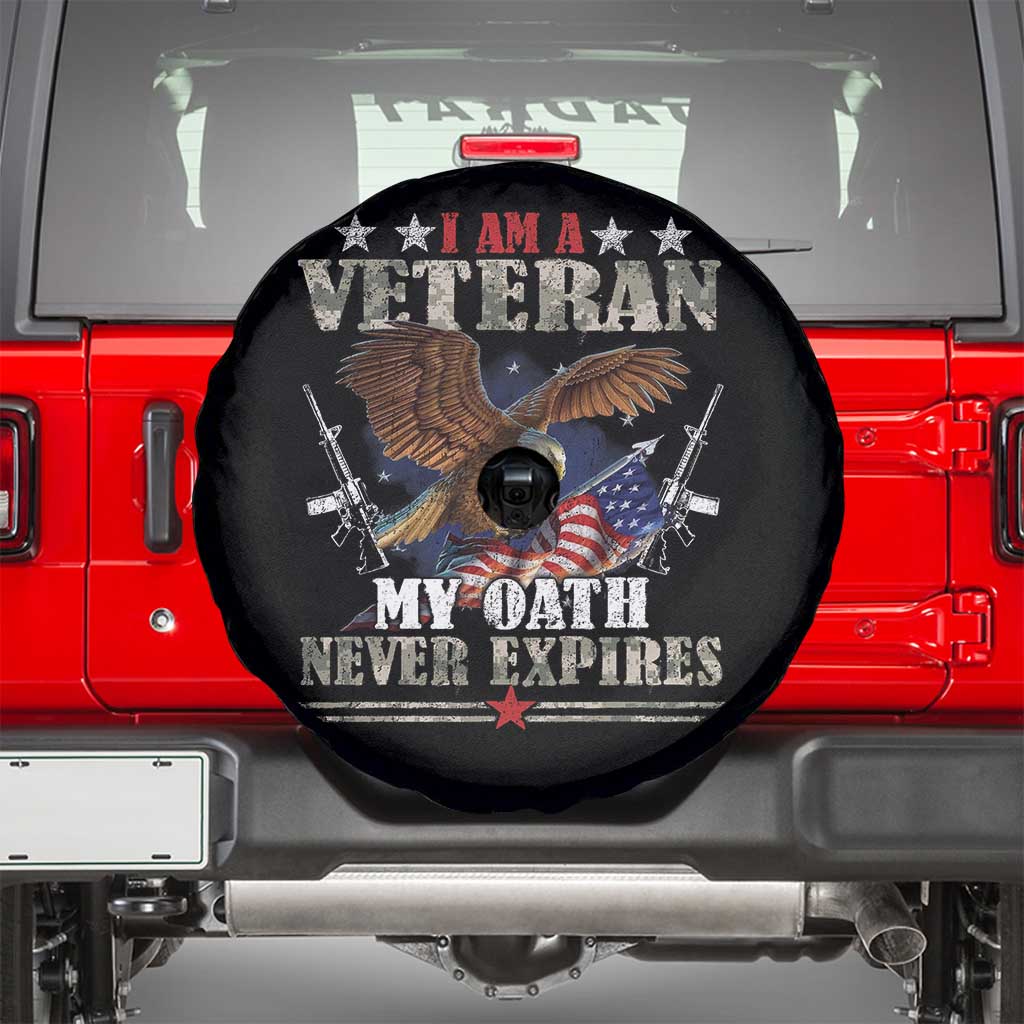 I Am A Veteran My Oath Never Expires Spare Tire Cover Veteran Day Eagle American Flag - Wonder Print Shop