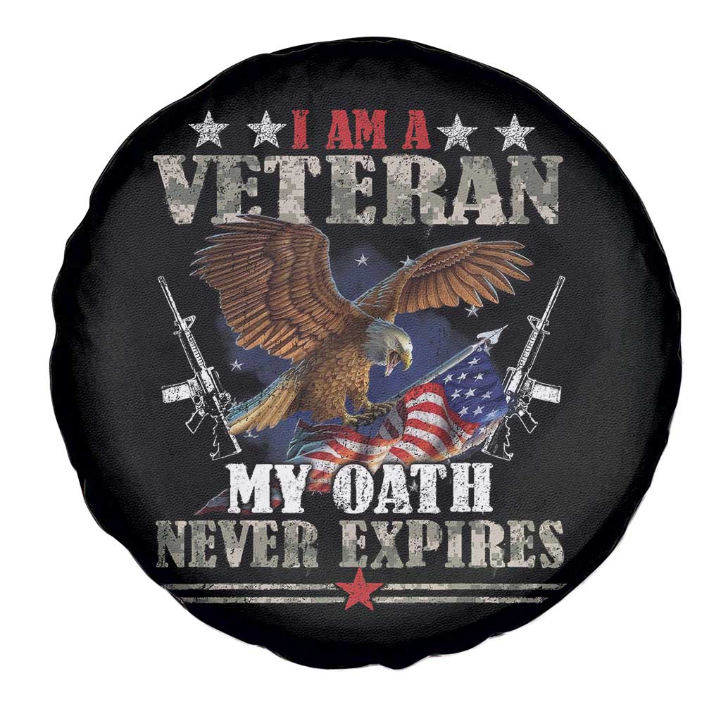 I Am A Veteran My Oath Never Expires Spare Tire Cover Veteran Day Eagle American Flag - Wonder Print Shop