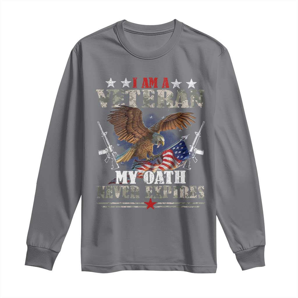 I Am A Veteran My Oath Never Expires Long Sleeve Shirt Veteran Day Eagle American Flag - Wonder Print Shop