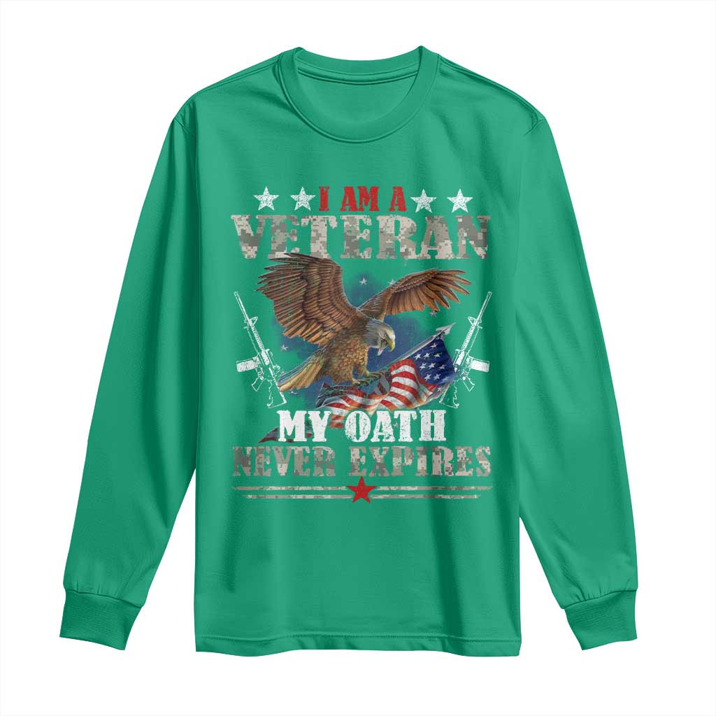 I Am A Veteran My Oath Never Expires Long Sleeve Shirt Veteran Day Eagle American Flag - Wonder Print Shop