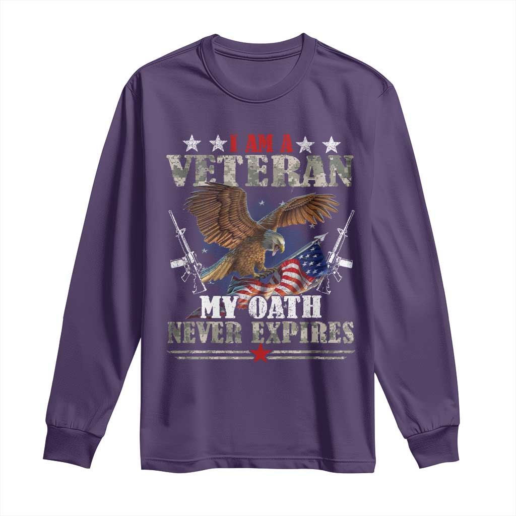 I Am A Veteran My Oath Never Expires Long Sleeve Shirt Veteran Day Eagle American Flag - Wonder Print Shop