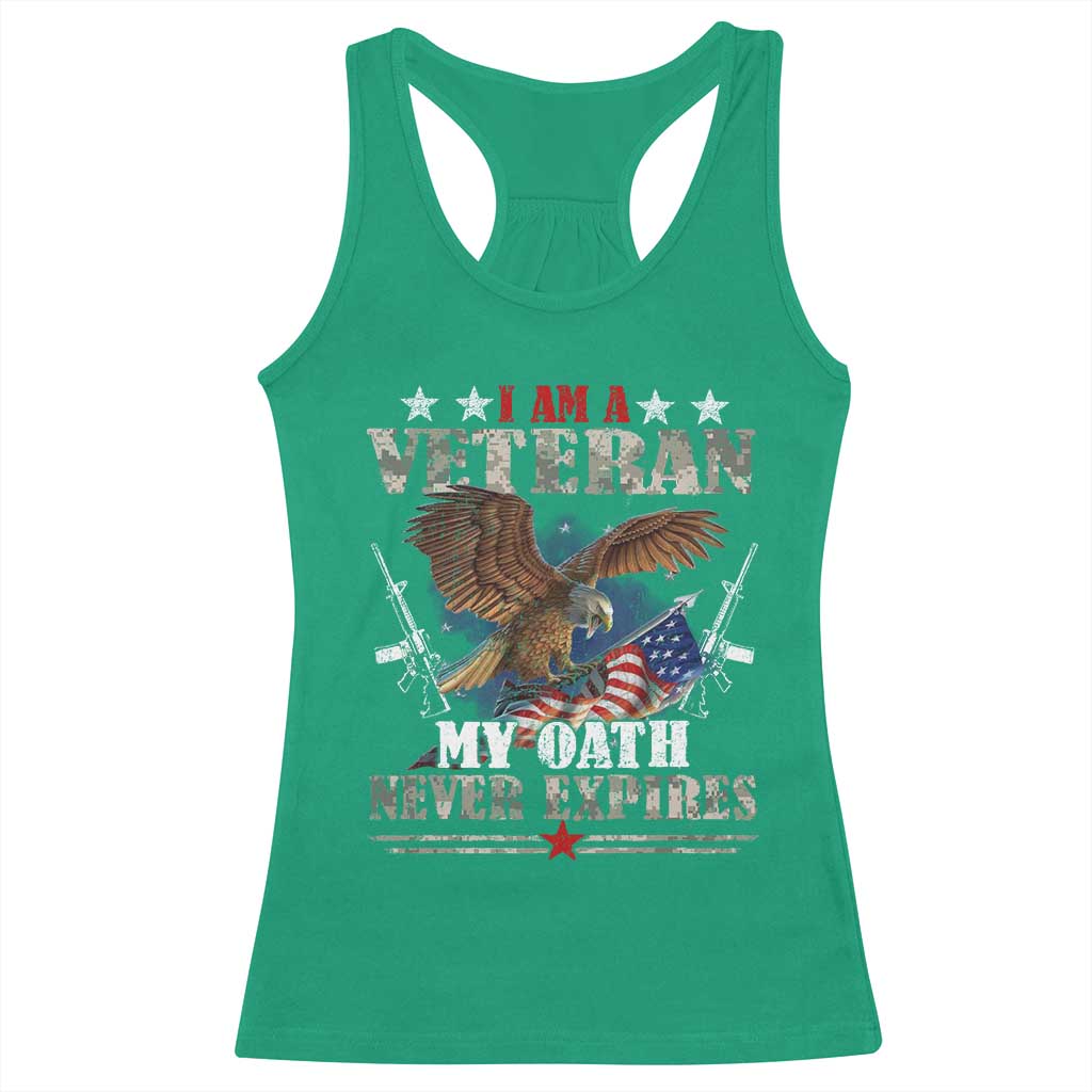 I Am A Veteran My Oath Never Expires Racerback Tank Top Veteran Day Eagle American Flag - Wonder Print Shop