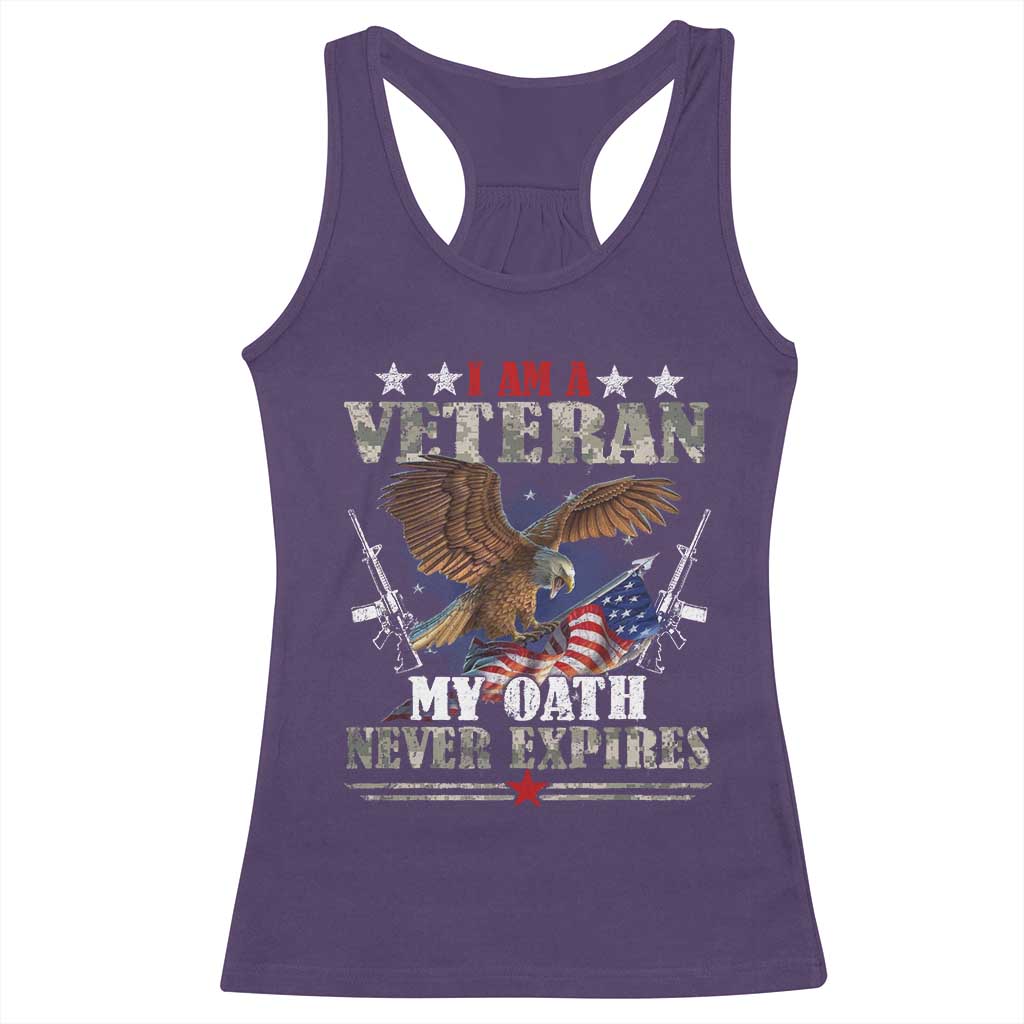 I Am A Veteran My Oath Never Expires Racerback Tank Top Veteran Day Eagle American Flag - Wonder Print Shop
