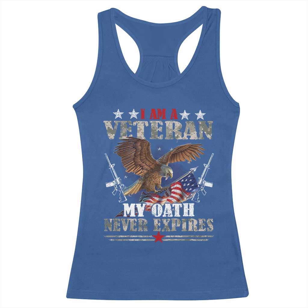 I Am A Veteran My Oath Never Expires Racerback Tank Top Veteran Day Eagle American Flag - Wonder Print Shop
