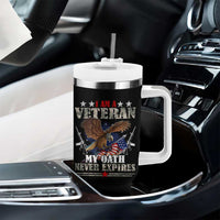 I Am A Veteran My Oath Never Expires Tumbler With Handle Veteran Day Eagle American Flag - Wonder Print Shop