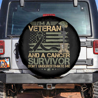 I Am A Veteran And A Cancer Survivor Don't Underestimate Me Spare Tire Cover Vintage Camo American Flag - Wonder Print Shop