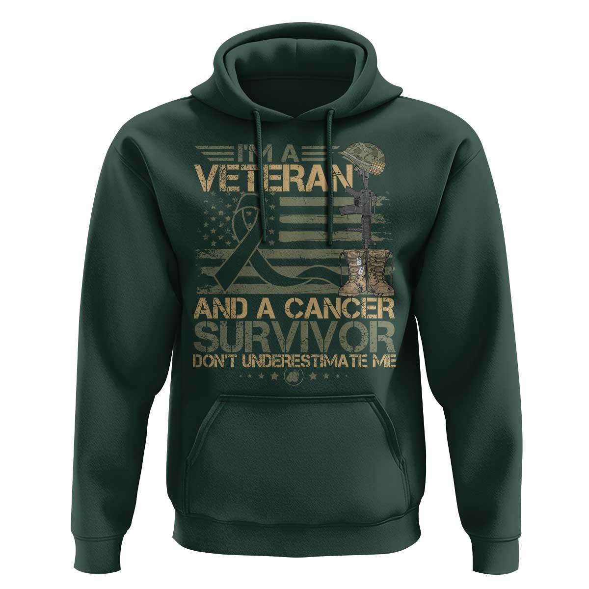 I Am A Veteran And A Cancer Survivor Don't Underestimate Me Hoodie Vintage Camo American Flag - Wonder Print Shop