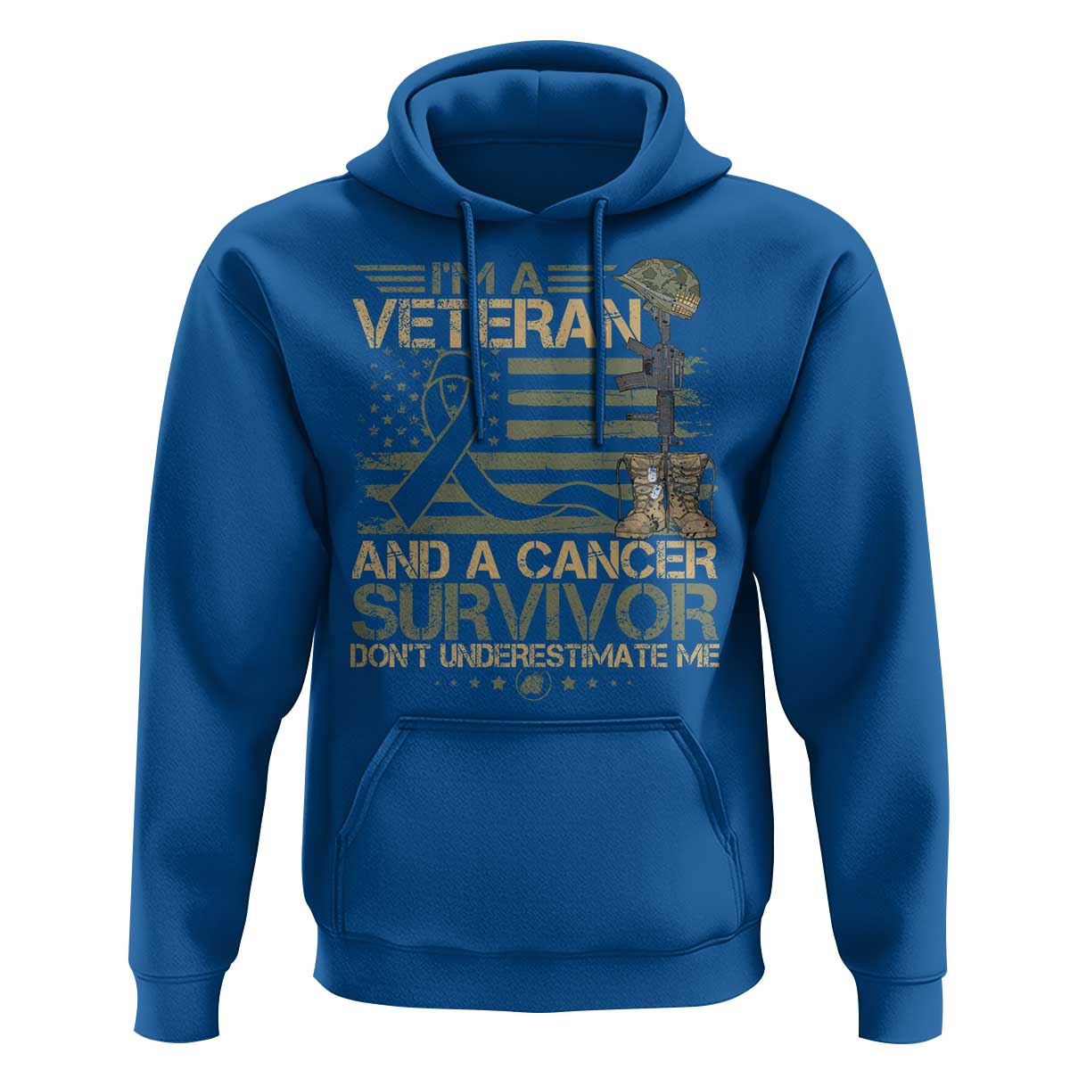 I Am A Veteran And A Cancer Survivor Don't Underestimate Me Hoodie Vintage Camo American Flag - Wonder Print Shop