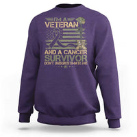 I Am A Veteran And A Cancer Survivor Don't Underestimate Me Sweatshirt Vintage Camo American Flag - Wonder Print Shop
