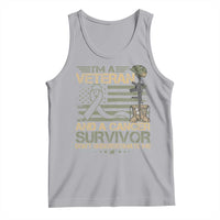 I Am A Veteran And A Cancer Survivor Don't Underestimate Me Tank Top Vintage Camo American Flag - Wonder Print Shop