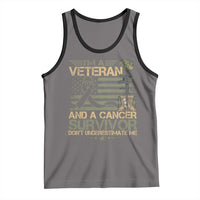 I Am A Veteran And A Cancer Survivor Don't Underestimate Me Tank Top Vintage Camo American Flag - Wonder Print Shop