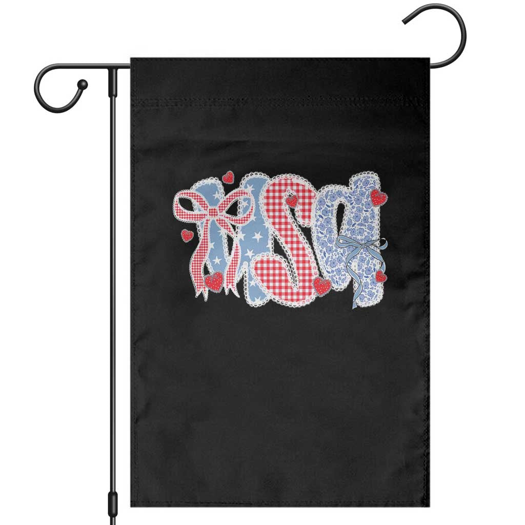 Funny USA Patriotic 4th of July Coquette Bow Garden Flag - Wonder Print Shop