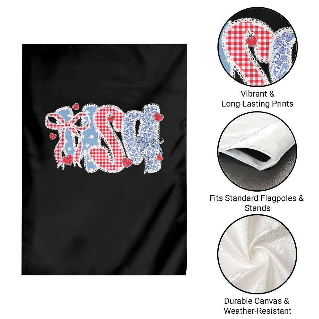 Funny USA Patriotic 4th of July Coquette Bow Garden Flag - Wonder Print Shop