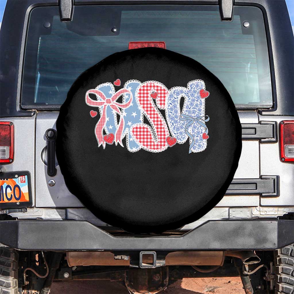 Funny USA Patriotic 4th of July Coquette Bow Spare Tire Cover - Wonder Print Shop