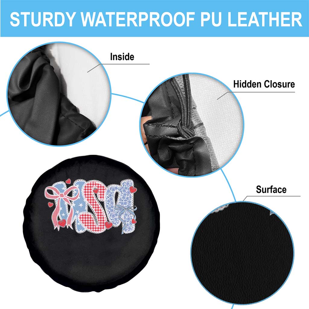 Funny USA Patriotic 4th of July Coquette Bow Spare Tire Cover - Wonder Print Shop