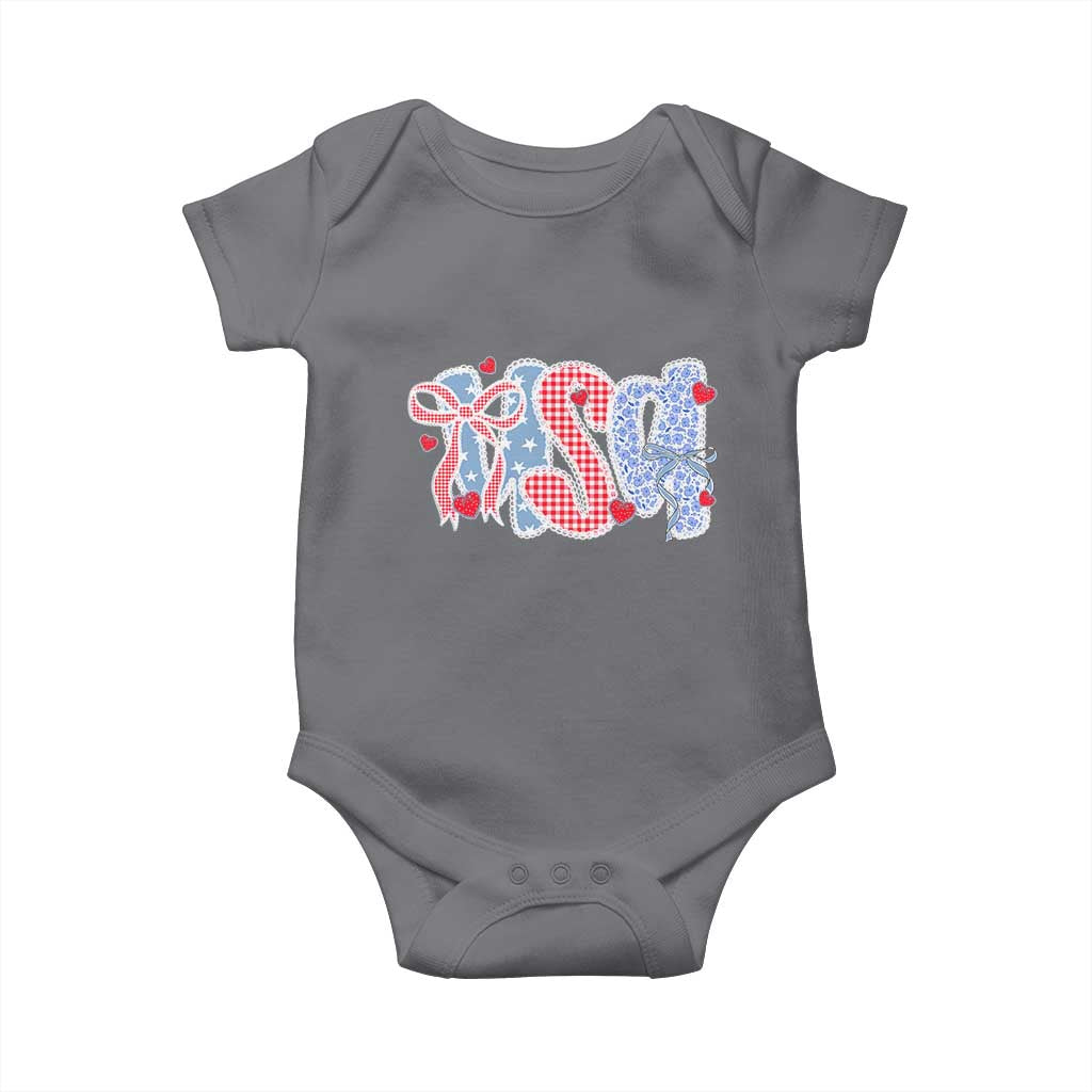 Funny USA Patriotic 4th of July Coquette Bow Baby Onesie - Wonder Print Shop