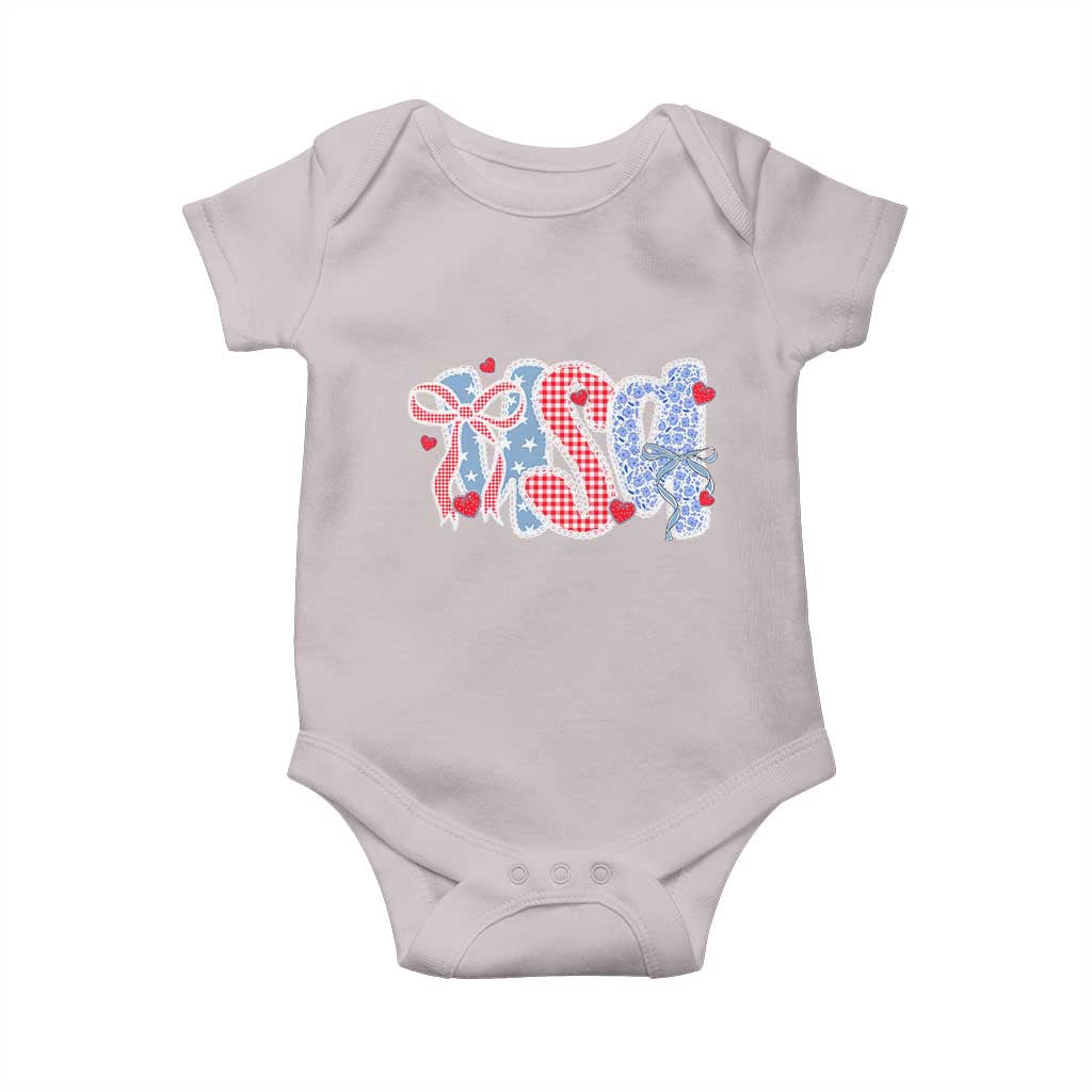 Funny USA Patriotic 4th of July Coquette Bow Baby Onesie - Wonder Print Shop