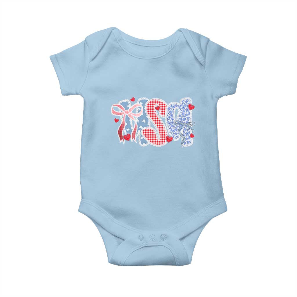 Funny USA Patriotic 4th of July Coquette Bow Baby Onesie - Wonder Print Shop
