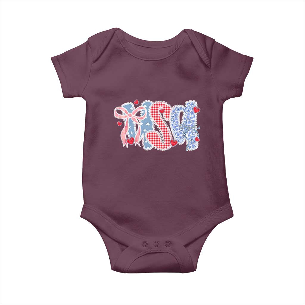 Funny USA Patriotic 4th of July Coquette Bow Baby Onesie - Wonder Print Shop