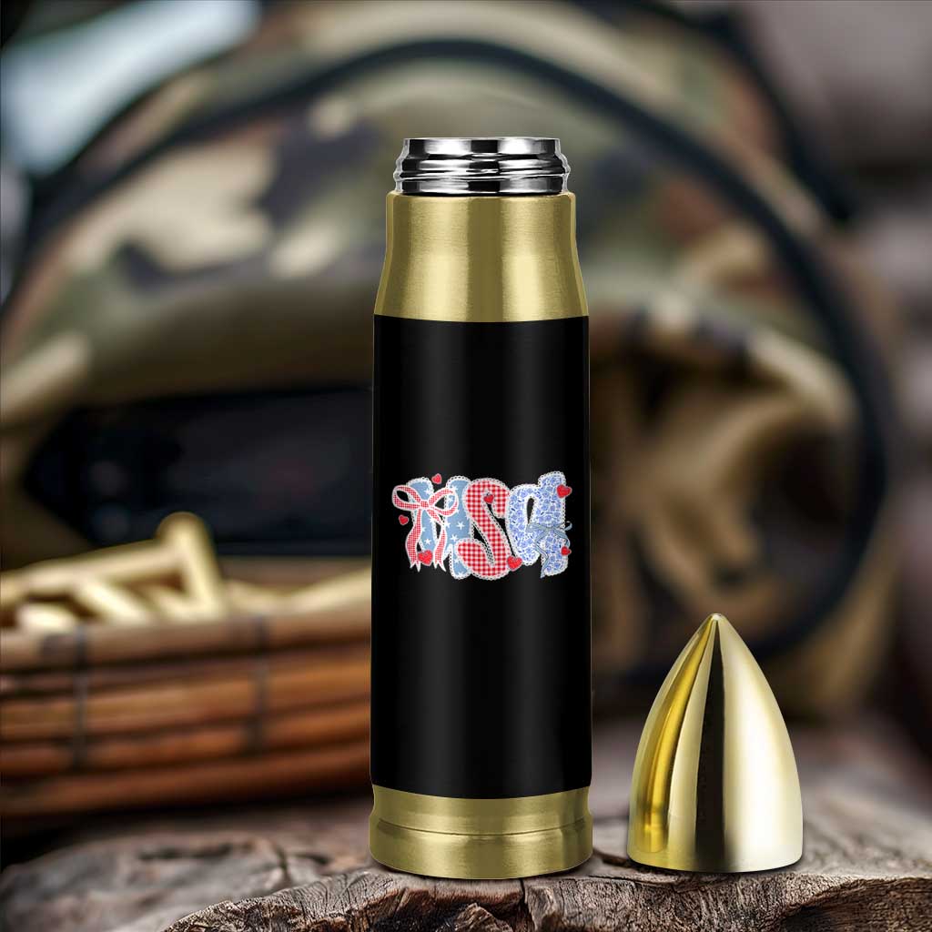 Funny USA Patriotic 4th of July Coquette Bow Bullet Tumbler - Wonder Print Shop