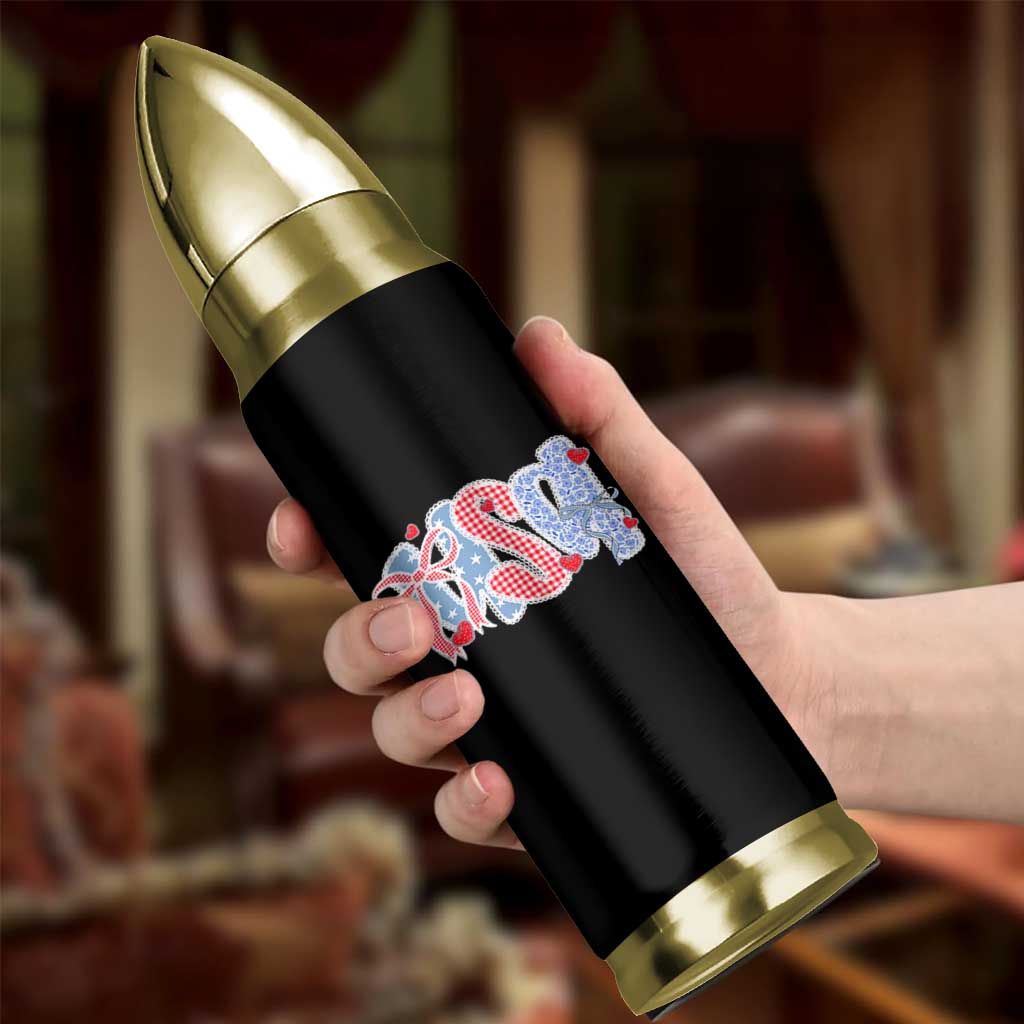 Funny USA Patriotic 4th of July Coquette Bow Bullet Tumbler - Wonder Print Shop