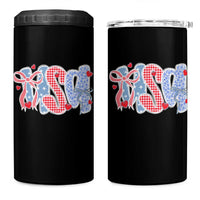 Funny USA Patriotic 4th of July Coquette Bow 4 in 1 Can Cooler Tumbler - Wonder Print Shop