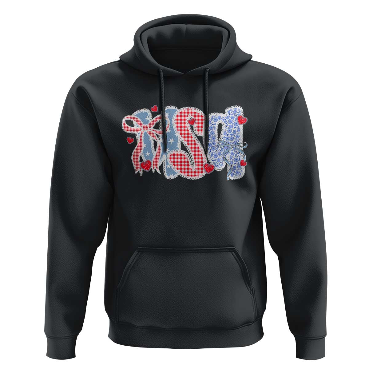 Funny USA Patriotic 4th of July Coquette Bow Hoodie - Wonder Print Shop