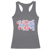 Funny USA Patriotic 4th of July Coquette Bow Racerback Tank Top - Wonder Print Shop