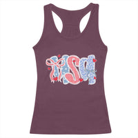 Funny USA Patriotic 4th of July Coquette Bow Racerback Tank Top - Wonder Print Shop