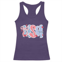 Funny USA Patriotic 4th of July Coquette Bow Racerback Tank Top - Wonder Print Shop