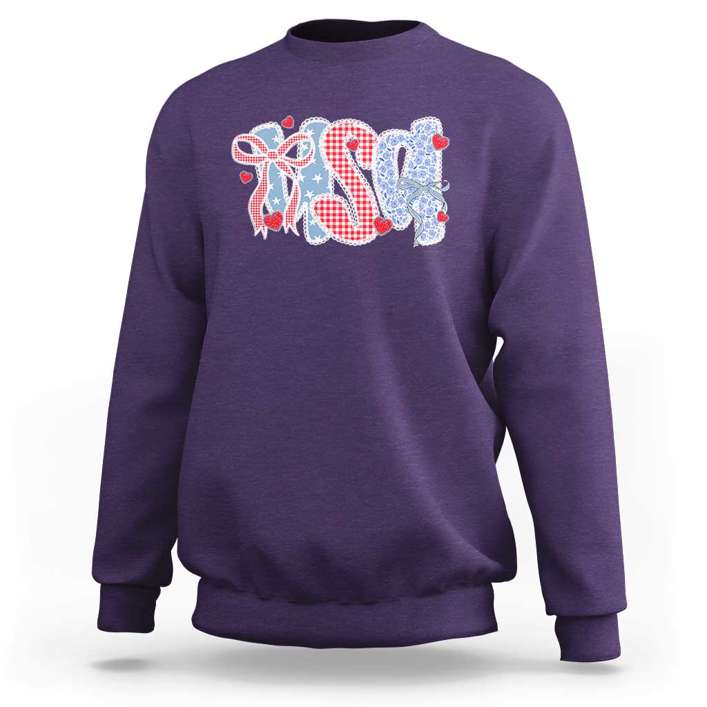 Funny USA Patriotic 4th of July Coquette Bow Sweatshirt - Wonder Print Shop